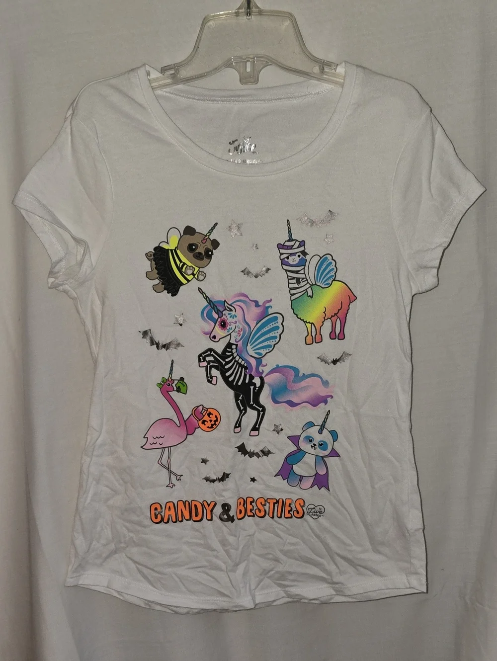 Justice White Rainbow Unicorn & Friends Halloween Graphic Tee